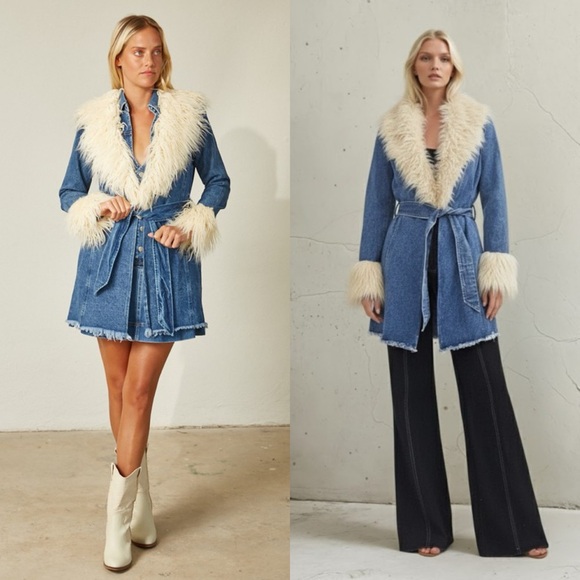 Jackets & Blazers - Too Cool For School Belted Denim Pennylane Coat